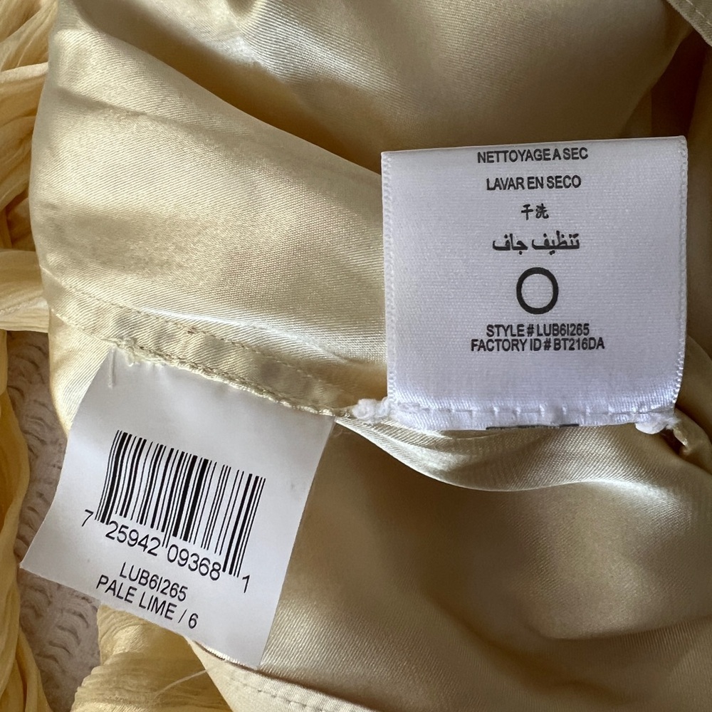 BCBGMaxAzria Yellow Lime Silk Dress - Size 6 - Picture 6 of 7